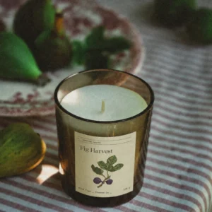 Scent: Wild figs · Chamomile Wax: Natural soy wax Weight: 130 g Vessel: Amber glass Burn time: 12h